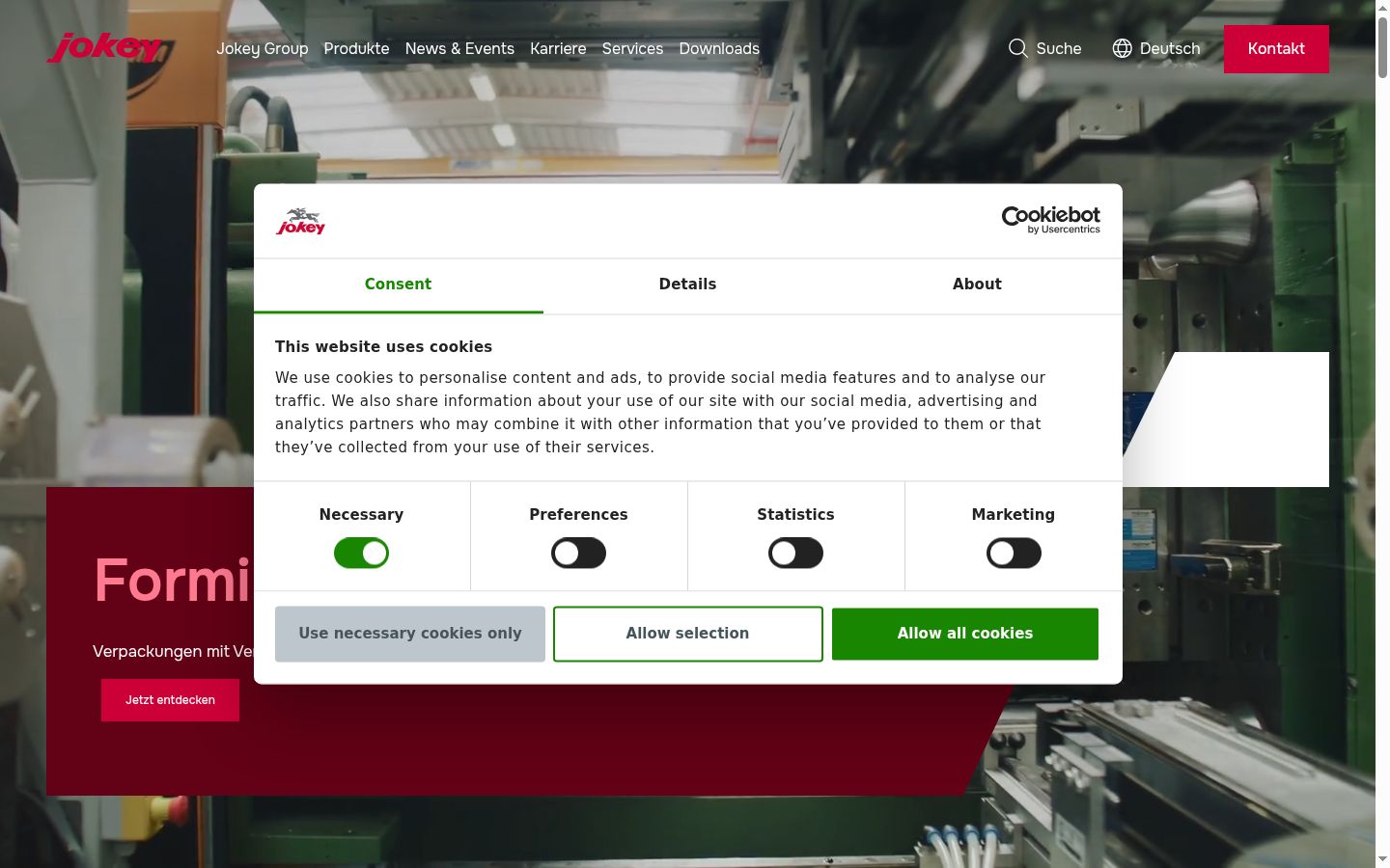 Sutikimo reklamjuostės, rodytos prieš bet kokią sąveiką, ekrano kopija