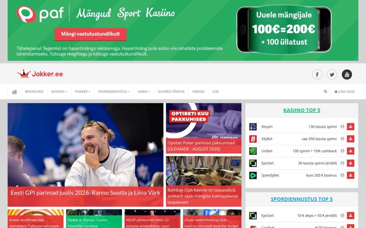 Screenshot of jokker.ee
