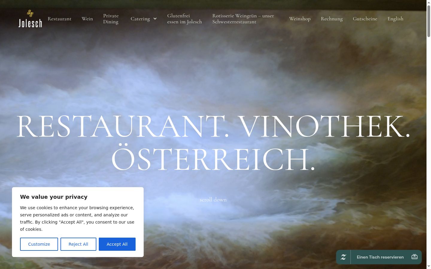 Screenshot des Einwilligungsbanners vor jeglicher Interaktion