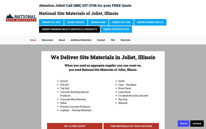 Screenshot of jolietsitematerials.com