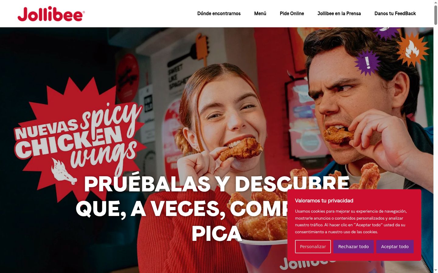 Captura de pantalla del banner de consentimiento mostrado antes de cualquier interacción