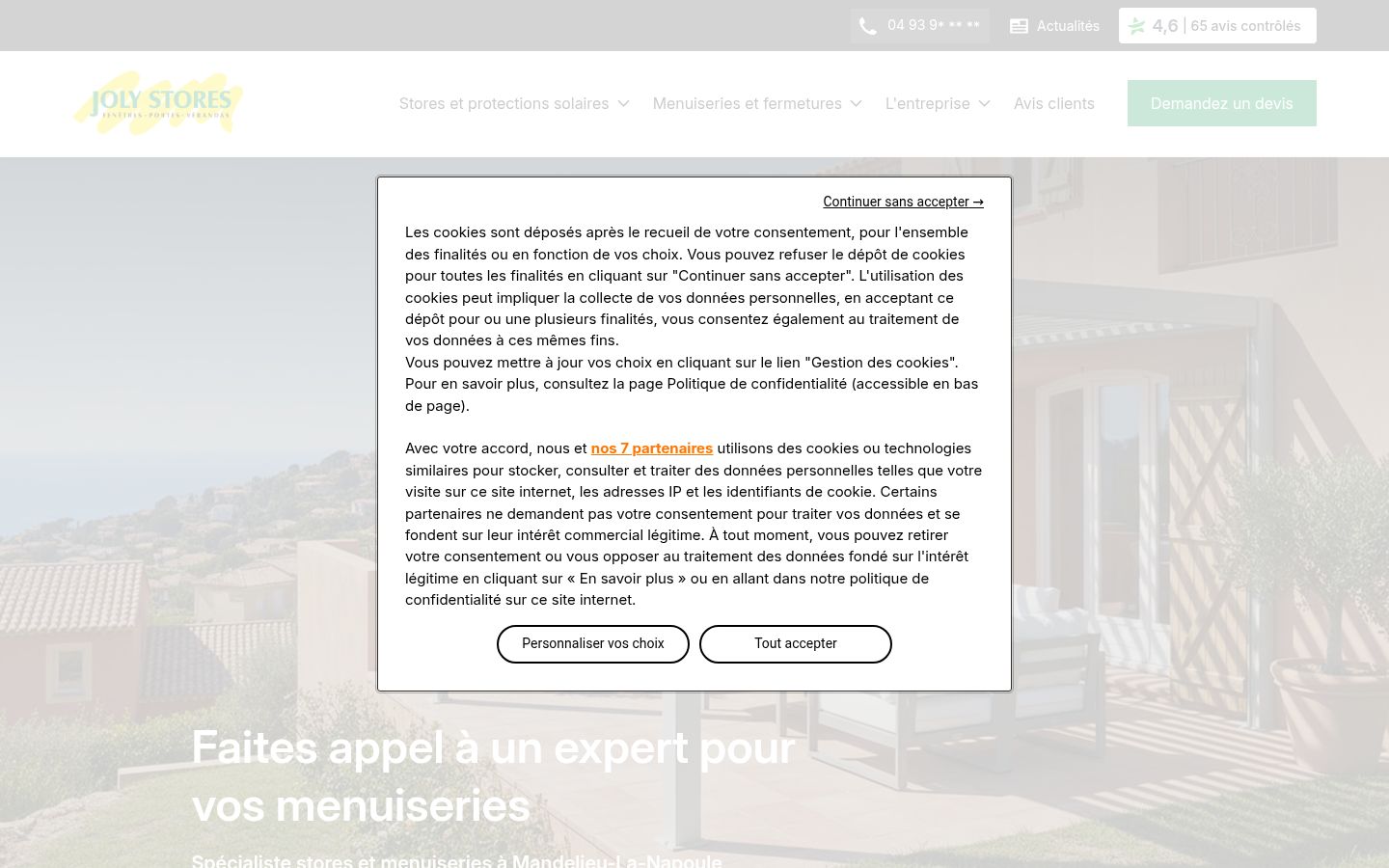 Screenshot tal-banner tal-kunsens muri qabel kwalunkwe interazzjoni