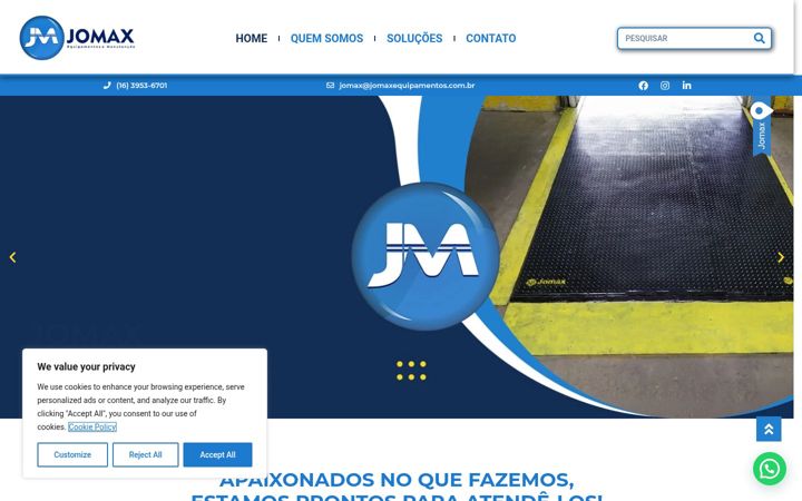 Screenshot of jomaxequipamentos.com.br