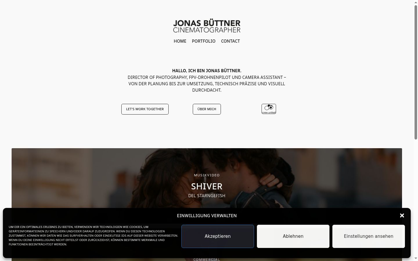 Screenshot del banner di consenso mostrato prima di qualsiasi interazione