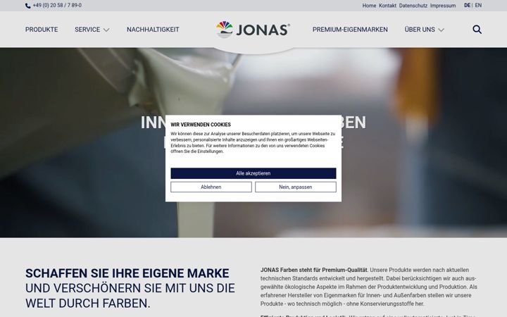 Screenshot of jonas-farben.de