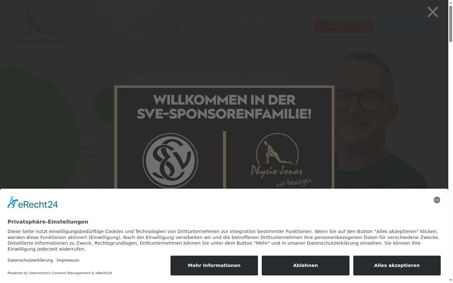 Screenshot des Einwilligungsbanners vor jeglicher Interaktion
