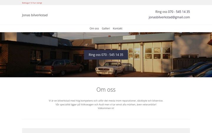 Screenshot of jonasbilverkstad.se