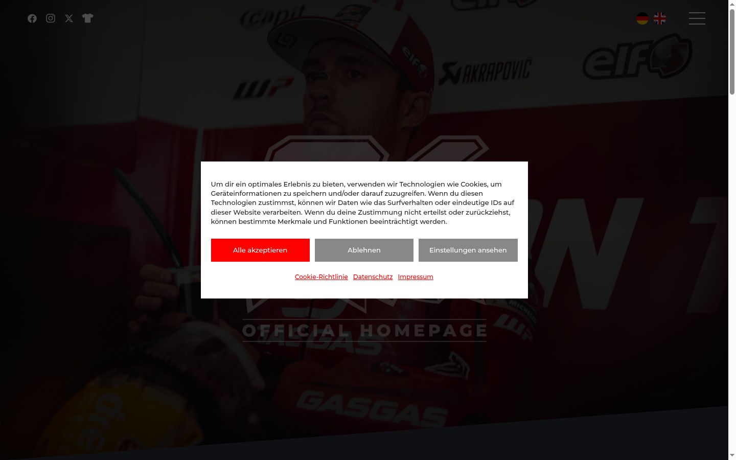 Screenshot του banner συγκατάθεσης που εμφανίστηκε πριν από οποιαδήποτε αλληλεπίδραση