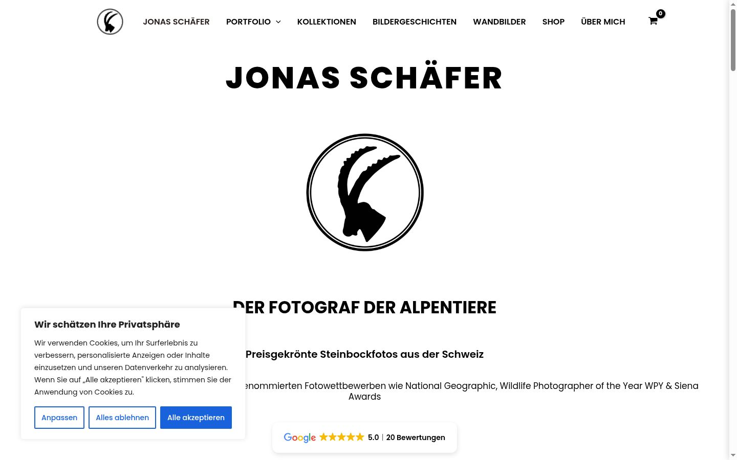 Screenshot des Einwilligungsbanners vor jeglicher Interaktion