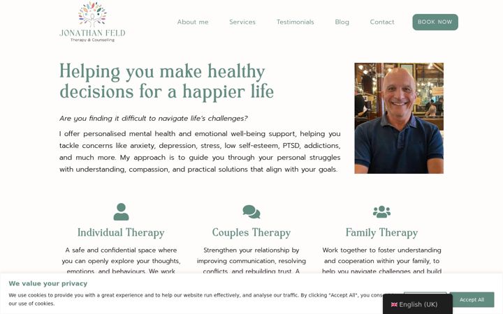 Screenshot of jonathanfeldtherapy.com