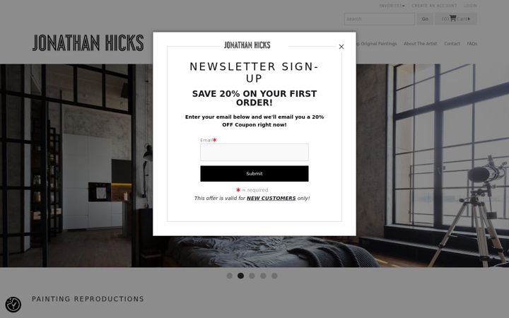 Screenshot of jonathanhicksart.com