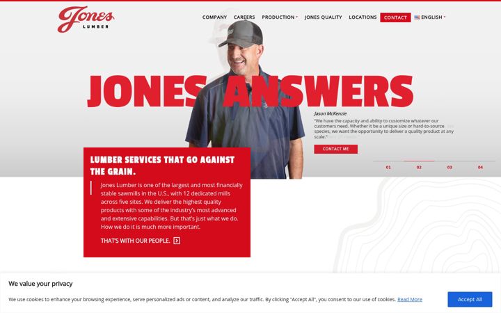 Screenshot of joneslumberco.com