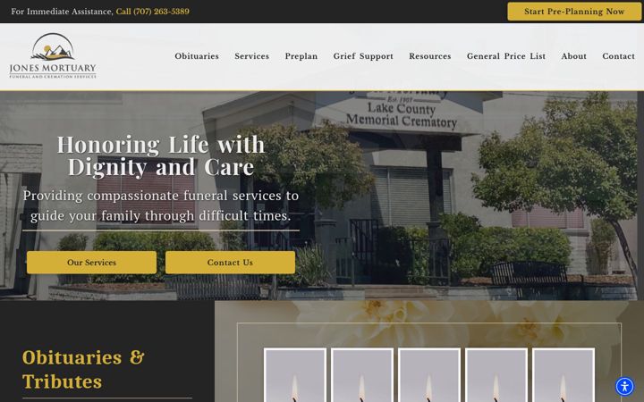 Screenshot of jonesmortuarylakeport.com