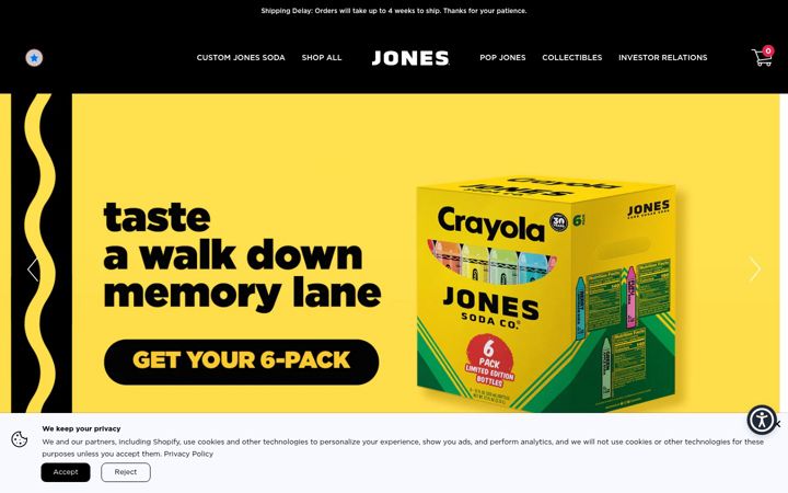 Screenshot von jonessoda.com