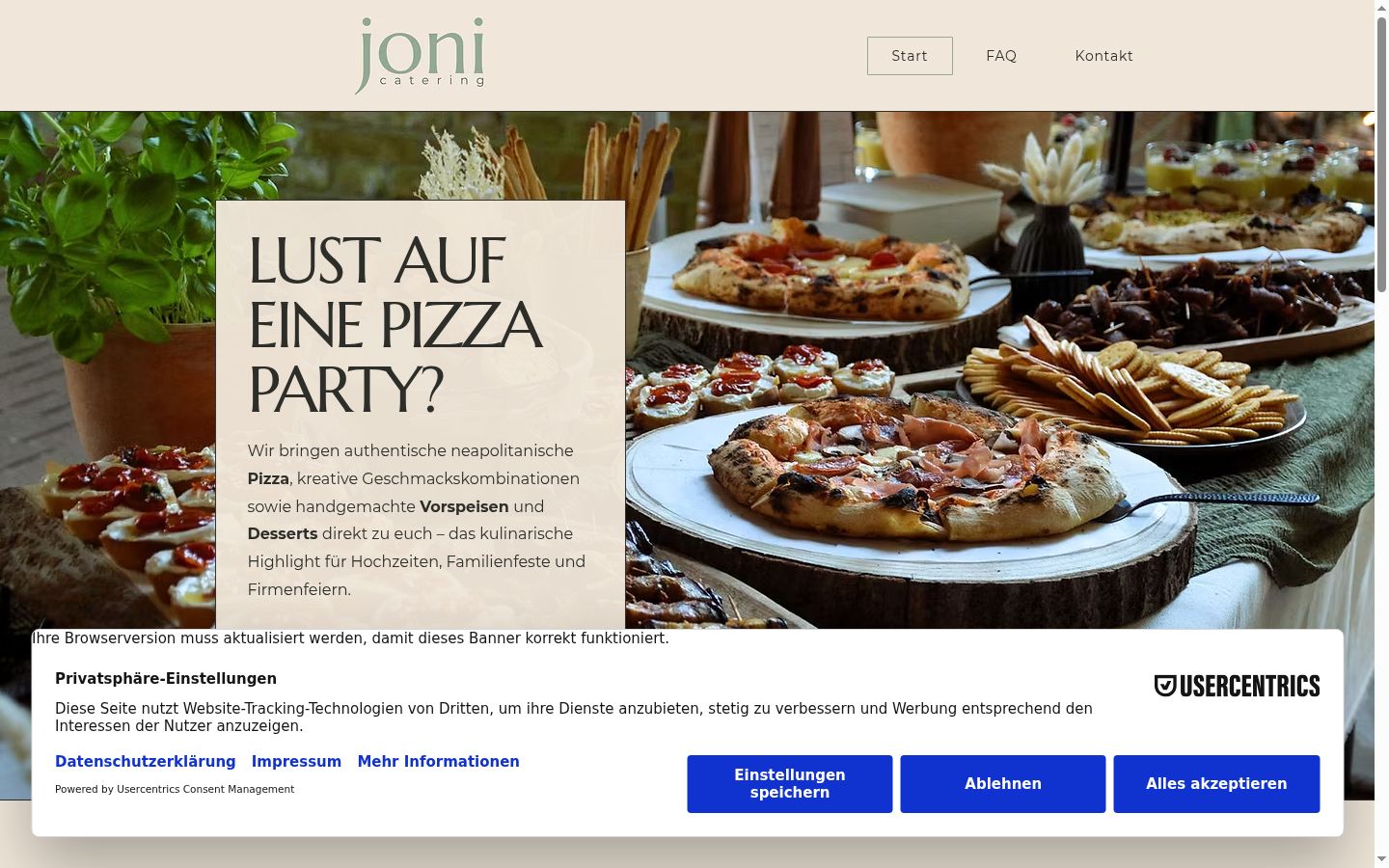 Capture d'écran de la bannière de consentement affichée avant toute interaction