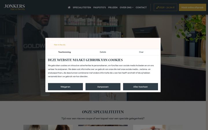 Screenshot of jonkershaarmode.nl