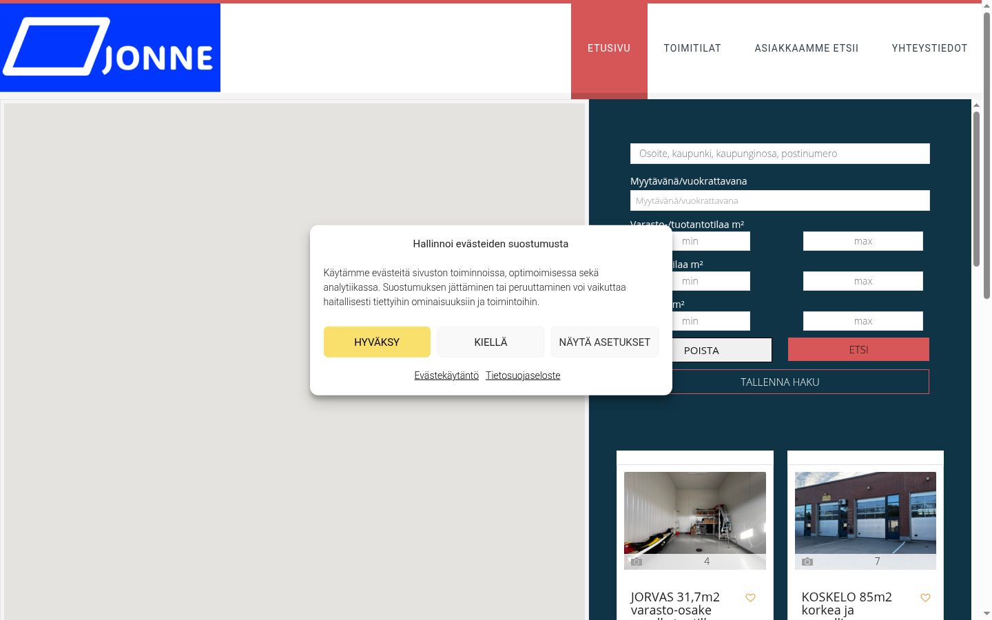 Screenshot of the consent banner shown before any interaction
