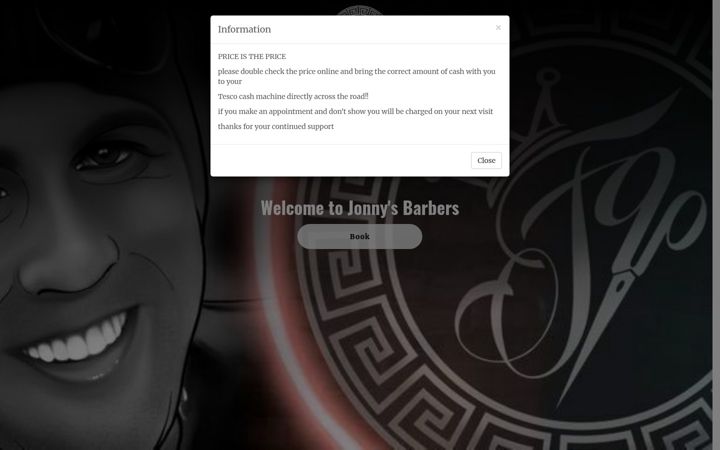 Screenshot of jonnysbarberltd.co.uk