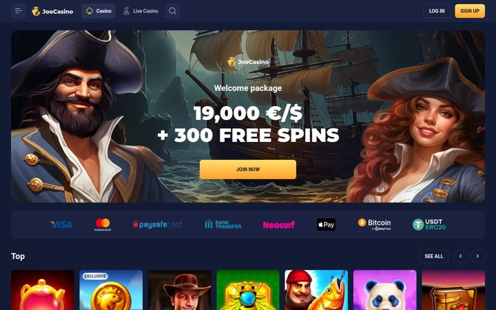 Screenshot του joocasino.com