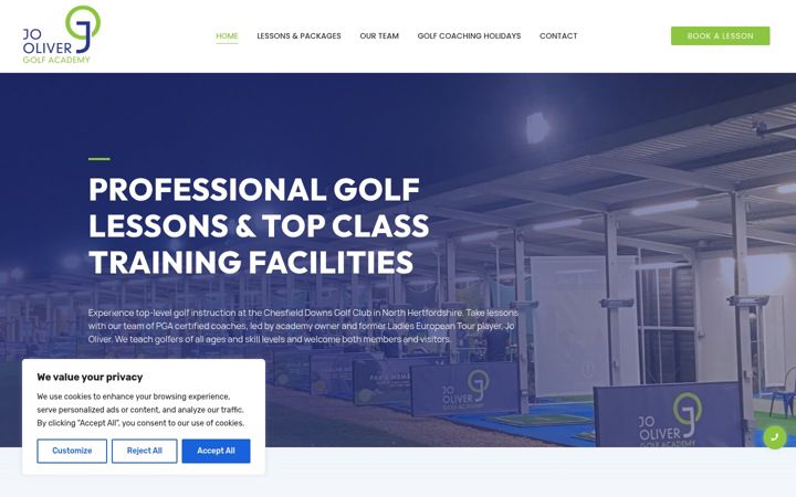 Screenshot of joolivergolfacademy.com