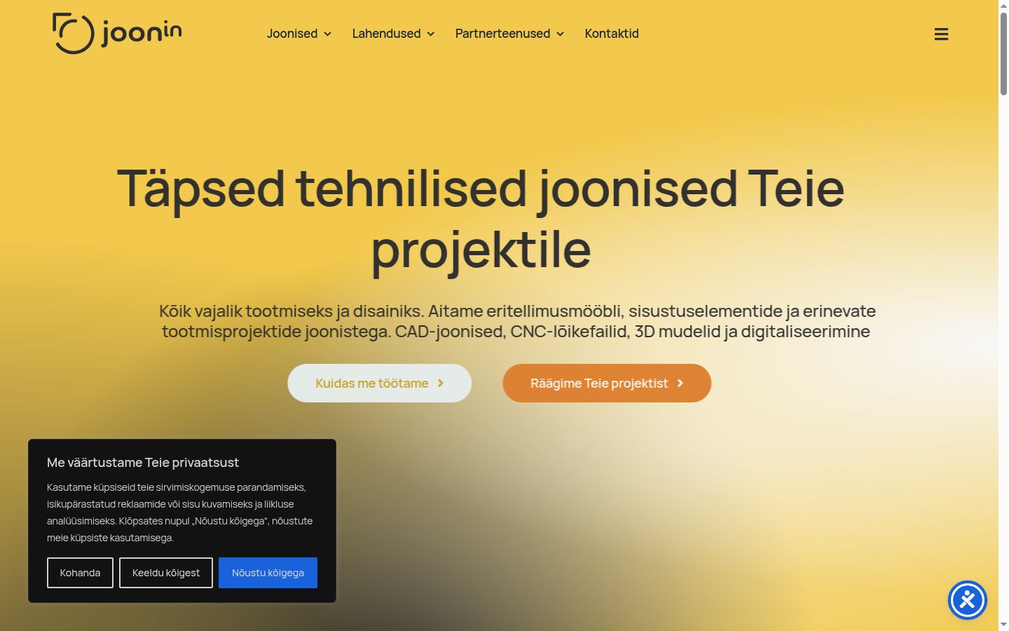 Screenshot of the consent banner shown before any interaction