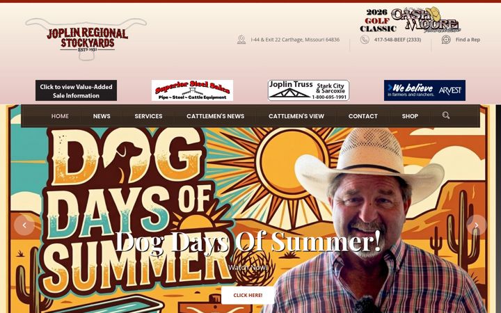 Screenshot of joplinstockyards.com