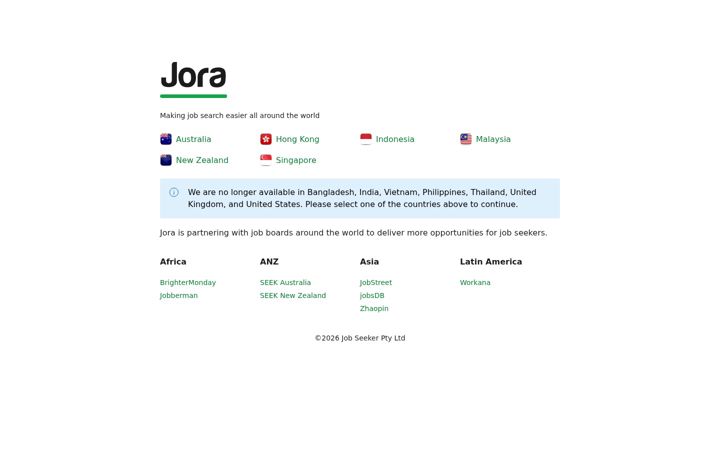 Screenshot von jora.com