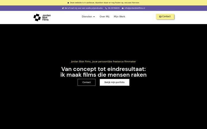 Captură de ecran a jordanblokfilms.nl
