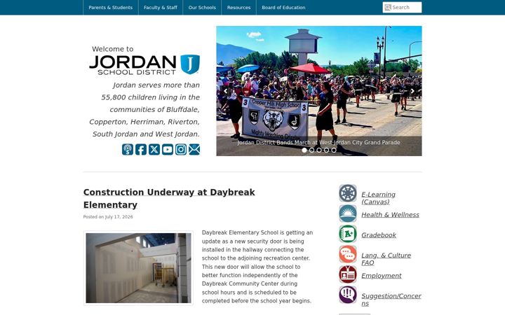 Screenshot of jordandistrict.org