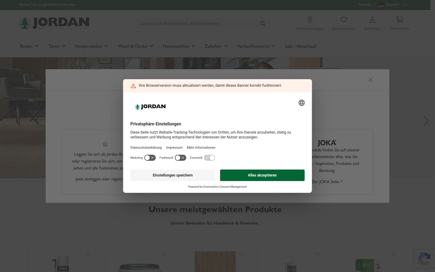 Zrzut ekranu banera zgody wyświetlanego przed jakąkolwiek interakcją