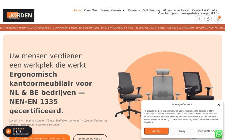 Screenshot of jordenoffice.com