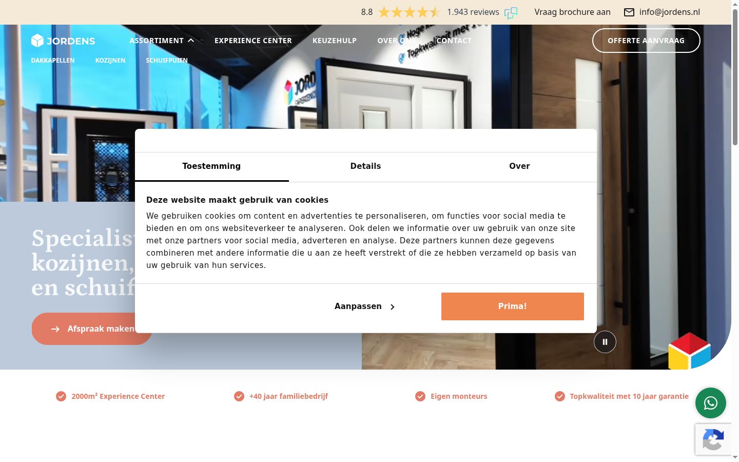 Captura de ecrã do banner de consentimento apresentado antes de qualquer interação