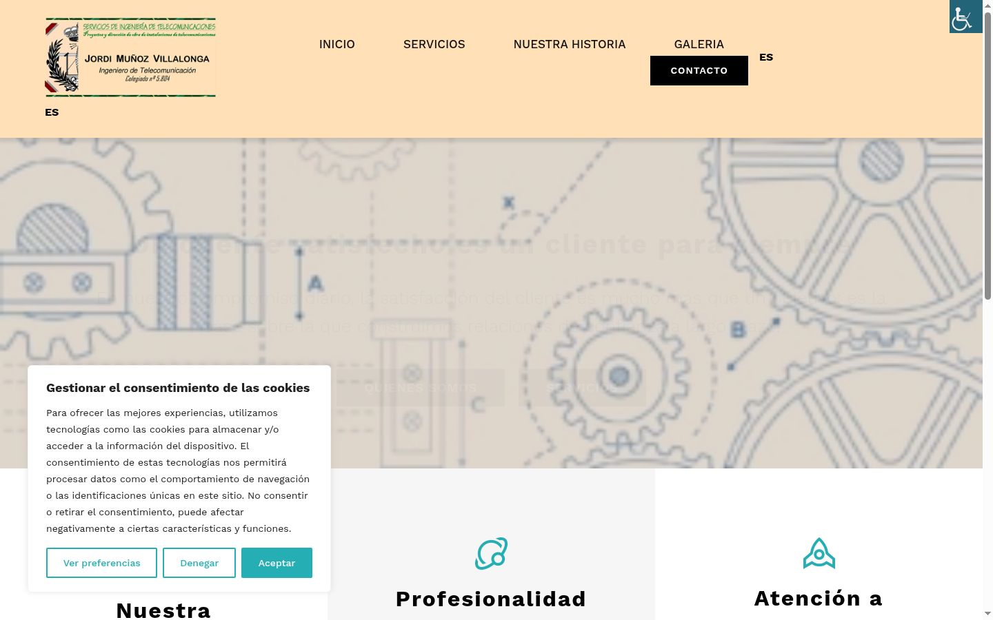 Captura de pantalla del banner de consentimiento mostrado antes de cualquier interacción