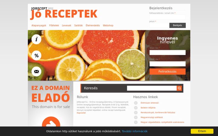 Screenshot of jorecept.hu