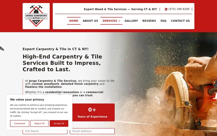 Screenshot of jorgecarpentryservices.com