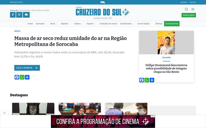 Screenshot of jornalcruzeiro.com.br