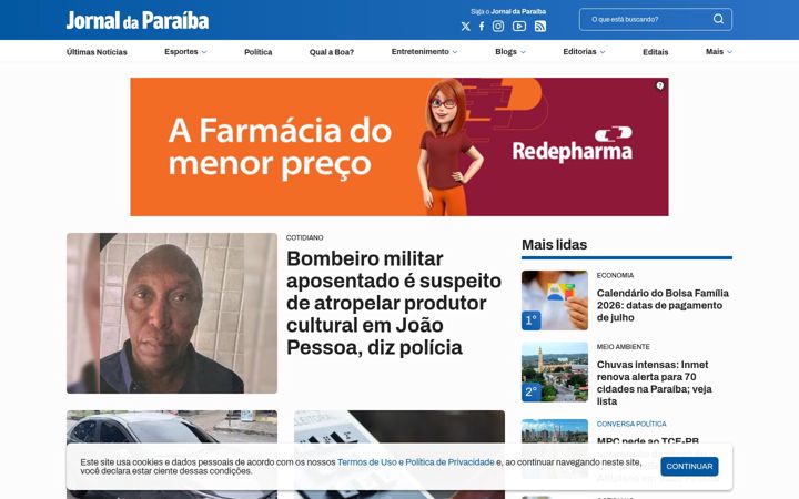Screenshot of jornaldaparaiba.com.br