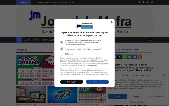 Screenshot of jornaldemafra.pt