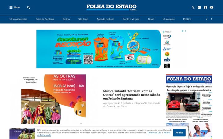 Screenshot of jornalfolhadoestado.com