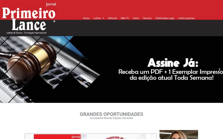 Screenshot of jornalprimeirolance.com.br