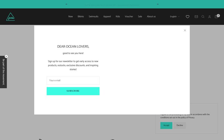 Screenshot of josea-surfwear.com
