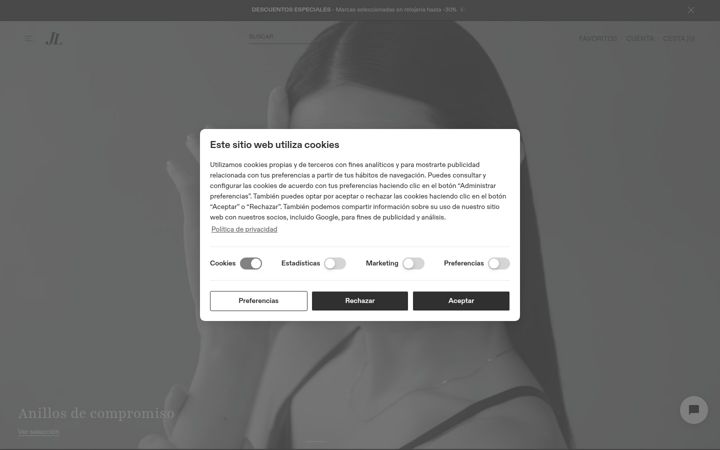 Screenshot of joseluisjoyerias.com