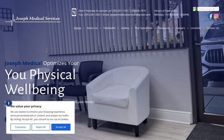 Screenshot of josephmedicalservices.com