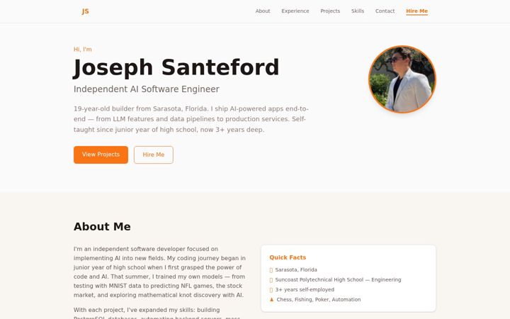 Screenshot of josephsanteford.com