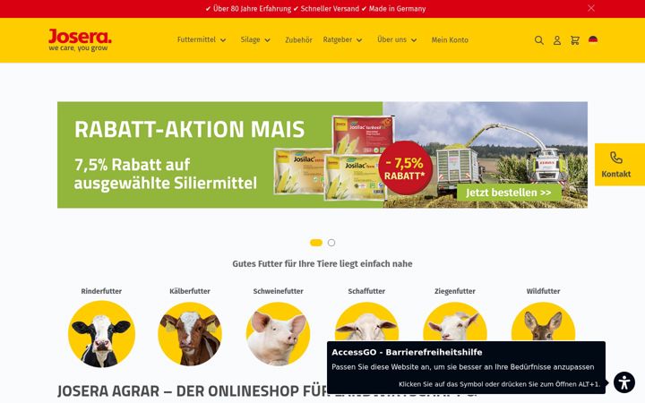Screenshot of josera-agri.com