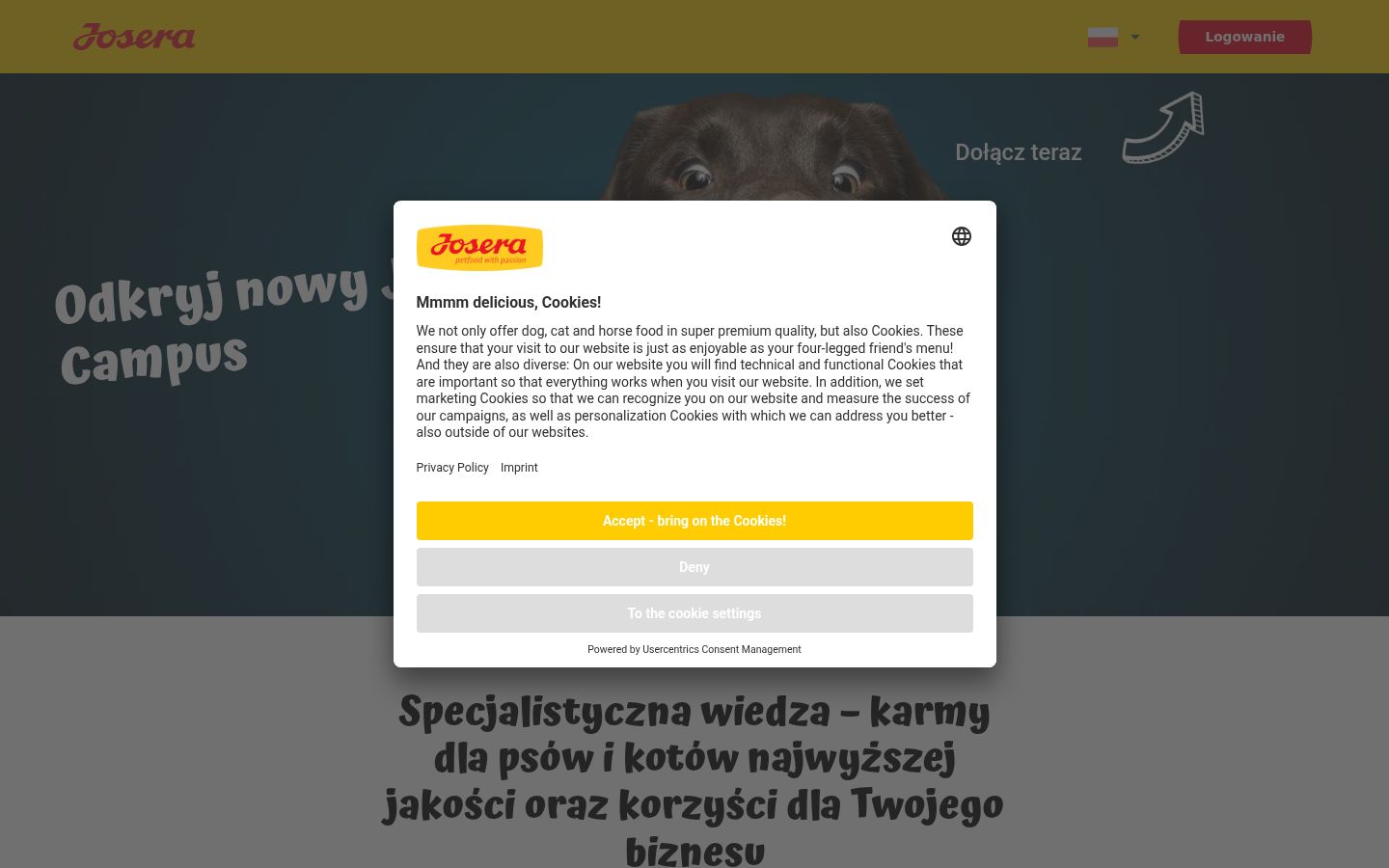 Snímek obrazovky baneru souhlasu zobrazeného před jakoukoli interakcí