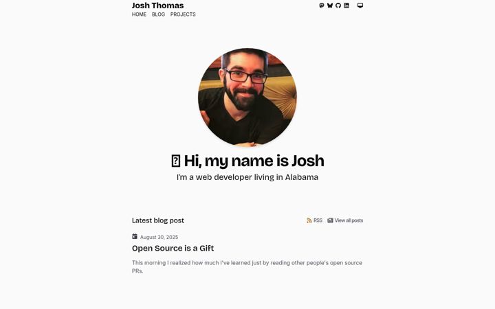Screenshot of joshthomas.dev