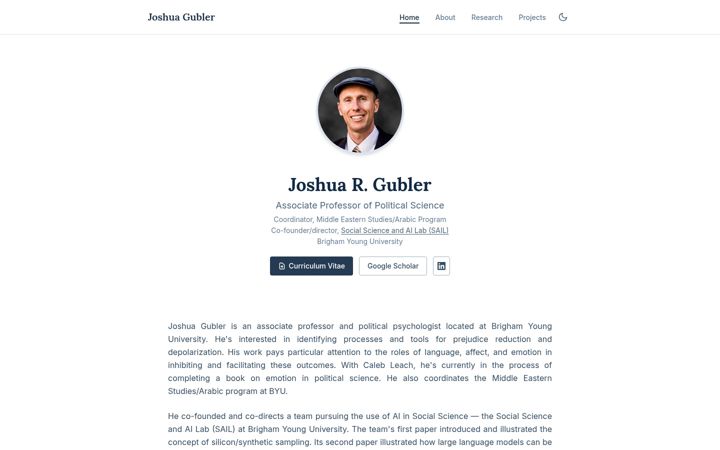 Posnetek zaslona joshuagubler.byu.edu