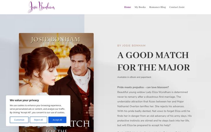 Screenshot of josiebonhamauthor.com