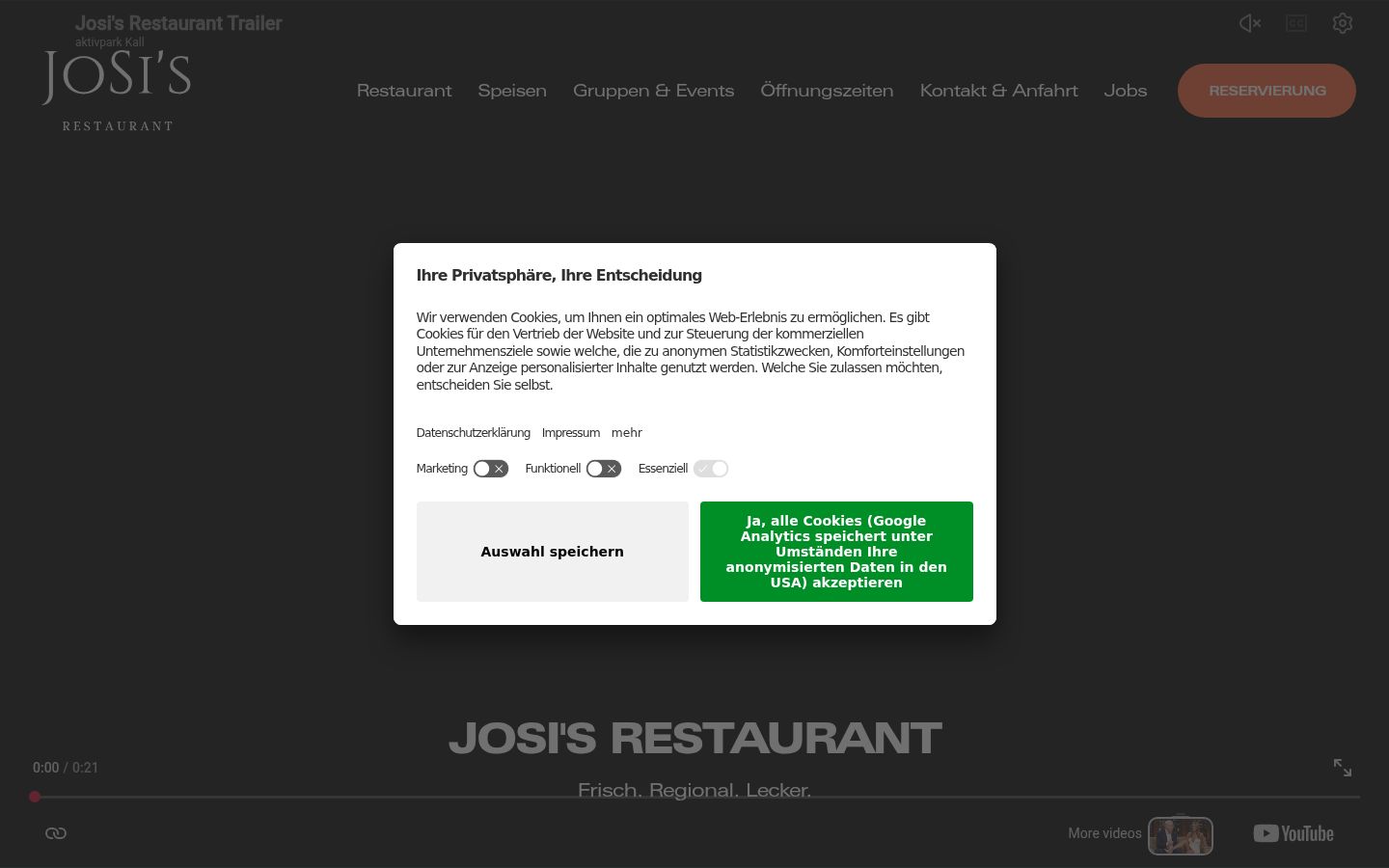 Screenshot of the consent banner shown before any interaction